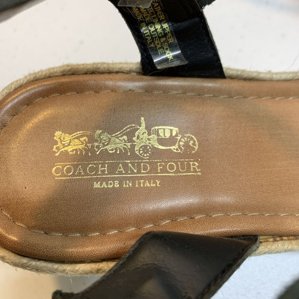 Coach and Four Banno Wedge Sandals Women’s 9 Black Strappy Slingback Platform - Picture 7 of 11